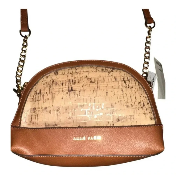 Anne Klein Tan Cork Triple Compartment Crossbody Purse - Picture 3 of 11